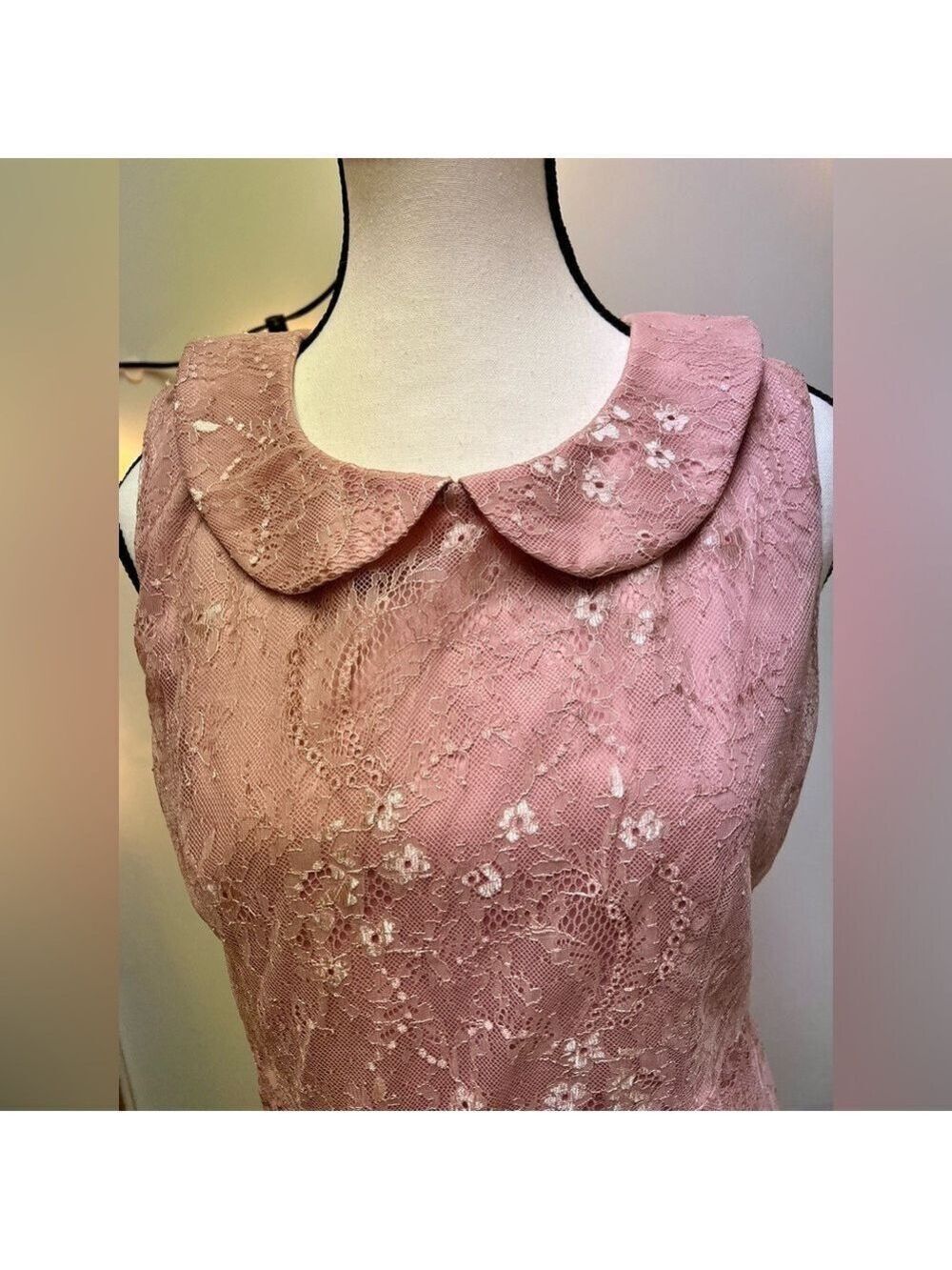 ModCloth Pink Lace Dress Large - Picture 4 of 12